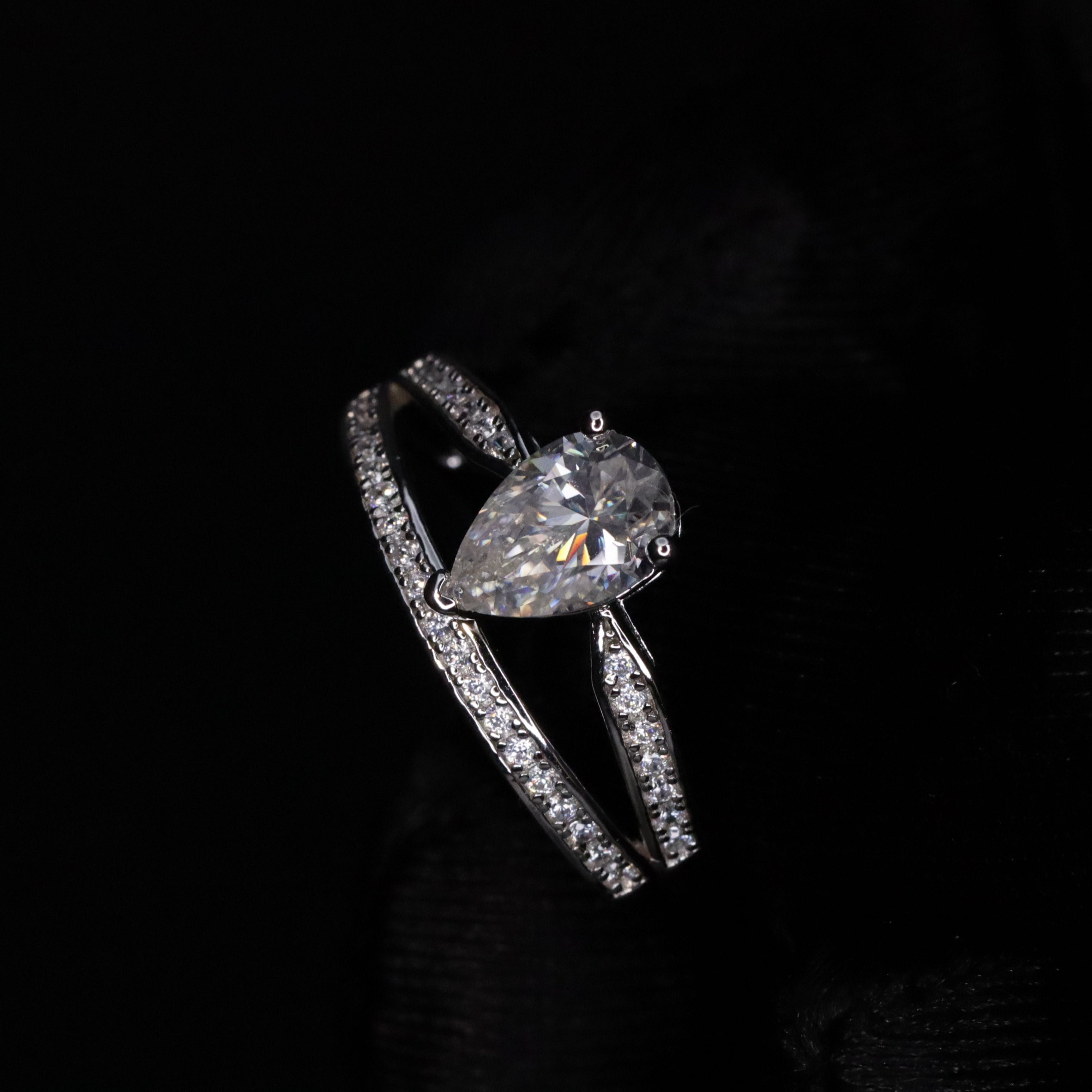 Pear Cut Moissanite Ring