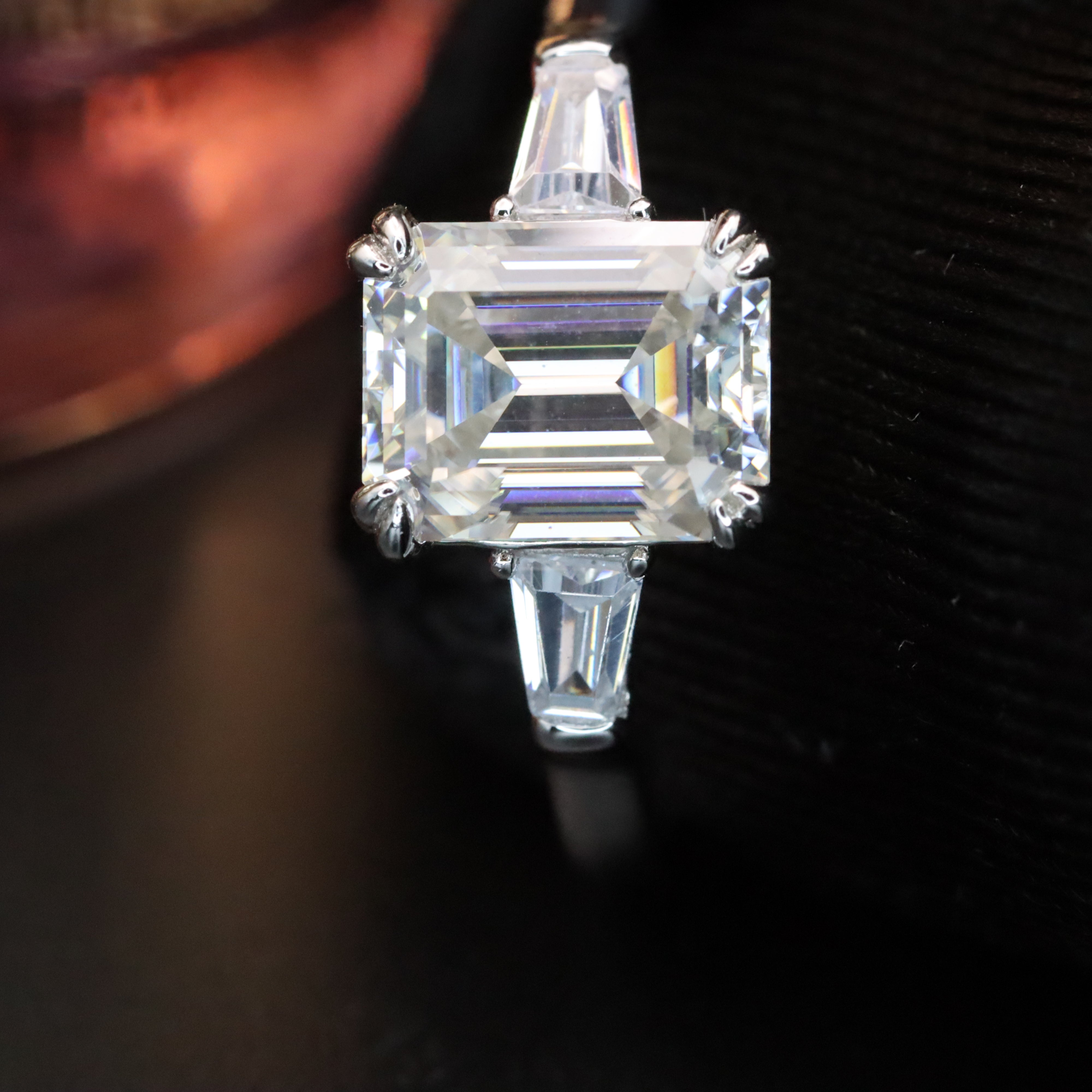 Emerald Cut Moissanite Ring